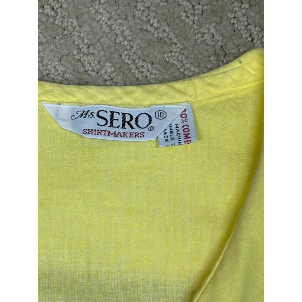 Vintage 60s 70s Ms. Sero Shirtmaker Pastel Yellow Collared Blouse Small - Picture 6 of 8